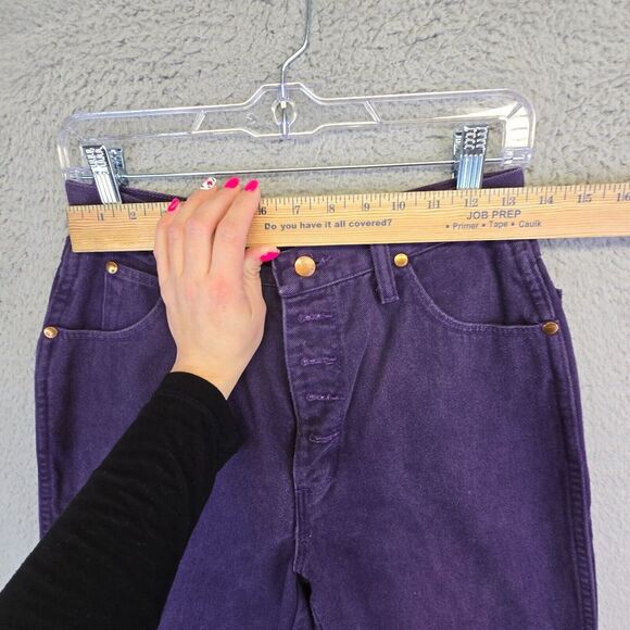 Vintage Wrangler Jeans Womens 12x36 Purple Button‎ Fly Tall Rodeo Cowgirl USA - Picture 9 of 15